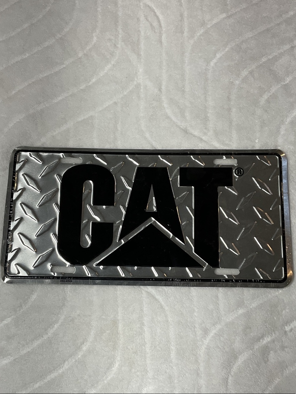 Caterpillar Diamond Plate License Plate - Black on Silver listing two